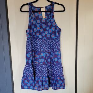 Floral Sleeveless Dress in Blue and Red